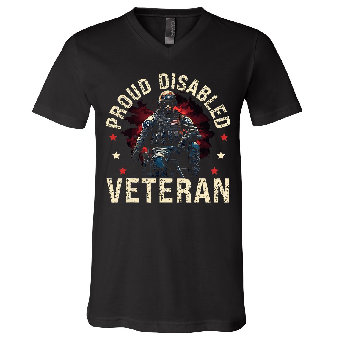 Disabled Veteran Armed Forces Military Soldier Army Usa V-Neck T-Shirt