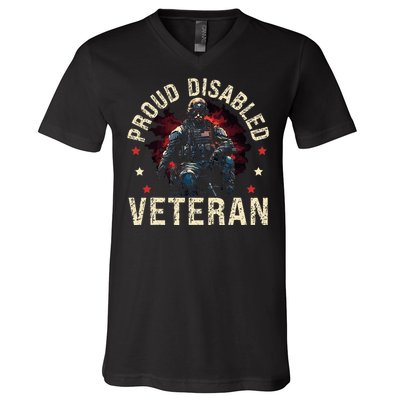 Disabled Veteran Armed Forces Military Soldier Army Usa V-Neck T-Shirt