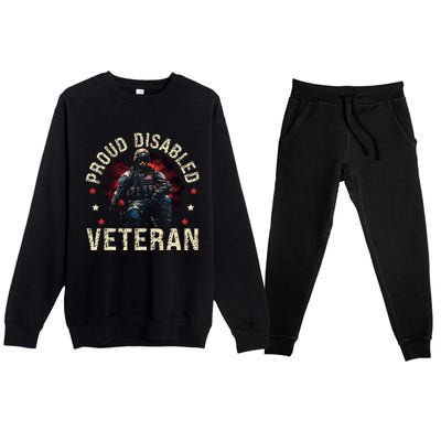 Disabled Veteran Armed Forces Military Soldier Army Usa Premium Crewneck Sweatsuit Set