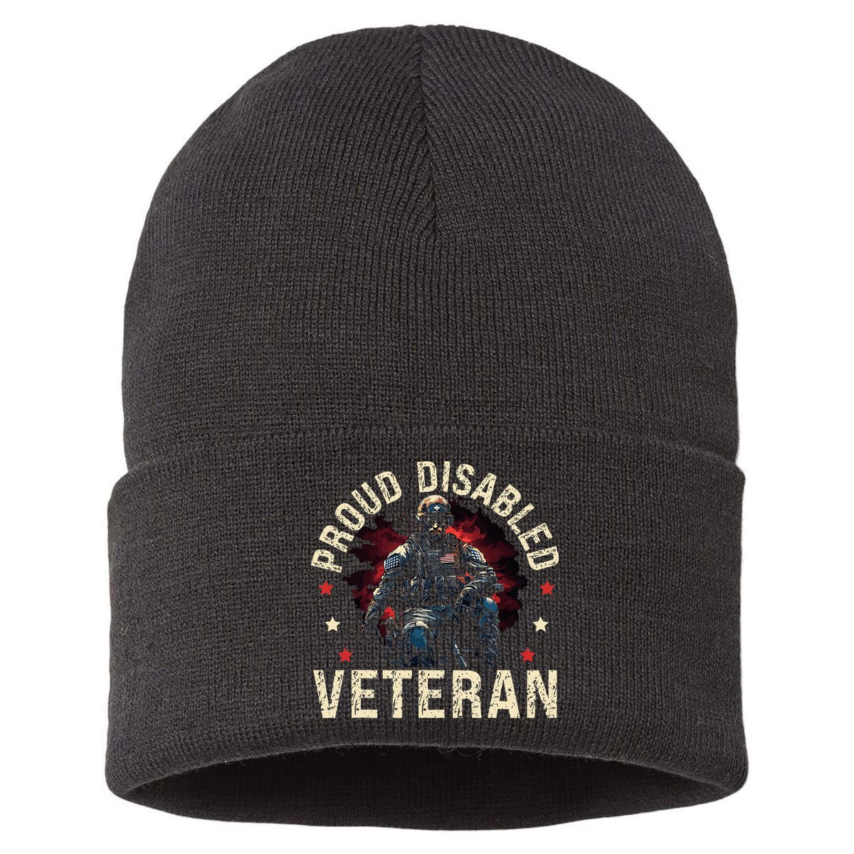 Disabled Veteran Armed Forces Military Soldier Army Usa Sustainable Knit Beanie