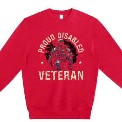 Disabled Veteran Armed Forces Military Soldier Army Usa Premium Crewneck Sweatshirt