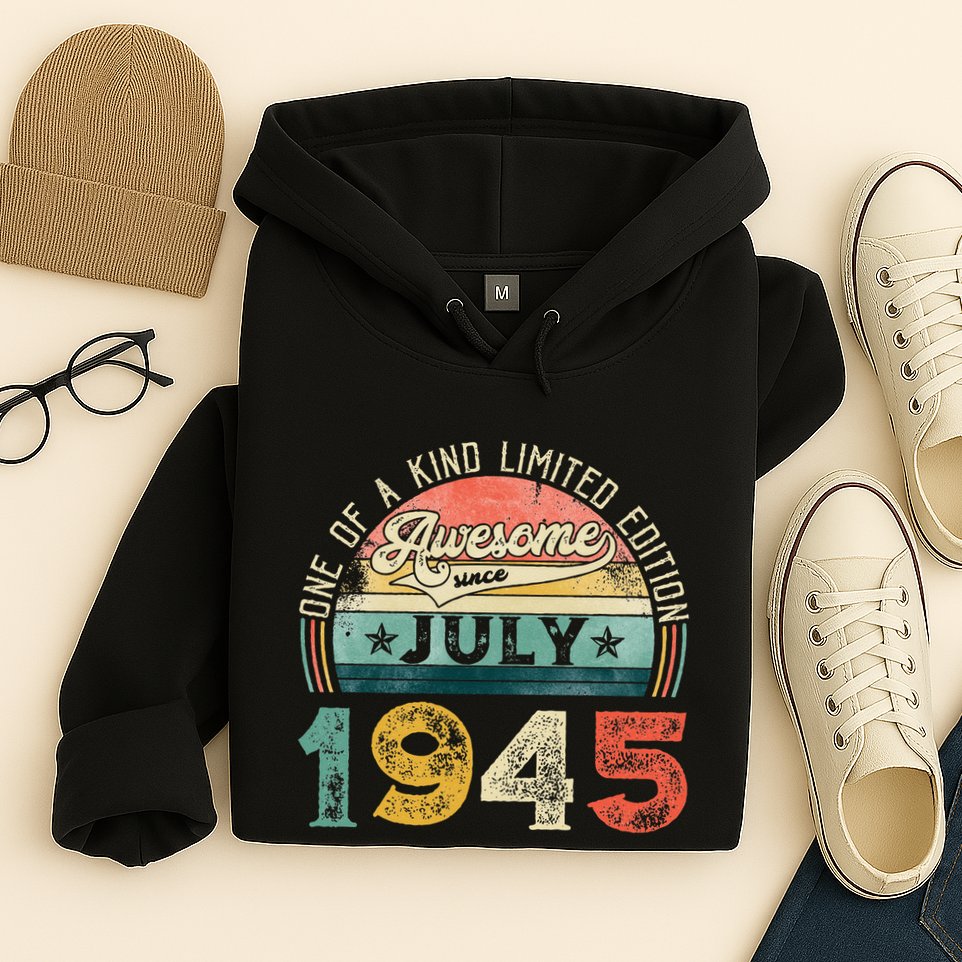 Distressed Vintage Awesome Since July 1945 78th Birthday Hoodie