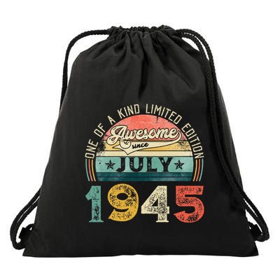 Distressed Vintage Awesome Since July 1945 78th Birthday Drawstring Bag