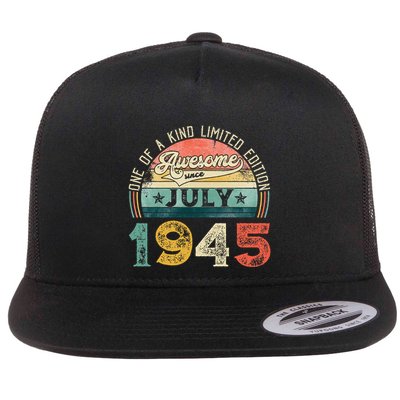 Distressed Vintage Awesome Since July 1945 78th Birthday Flat Bill Trucker Hat
