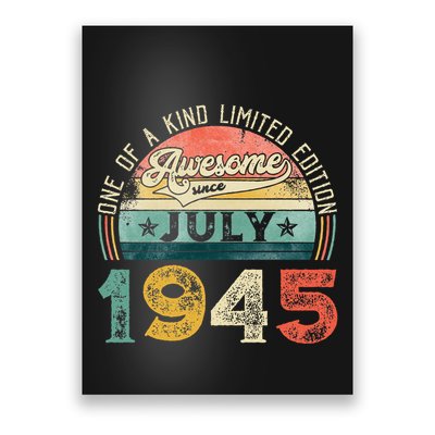 Distressed Vintage Awesome Since July 1945 78th Birthday Poster