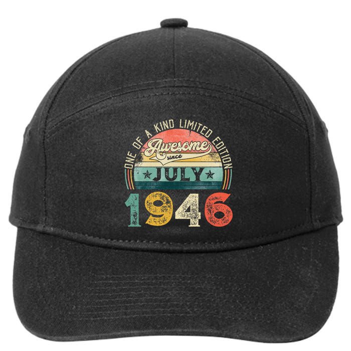 Distressed Vintage Awesome Since July 1946 77th Birthday 7-Panel Snapback Hat