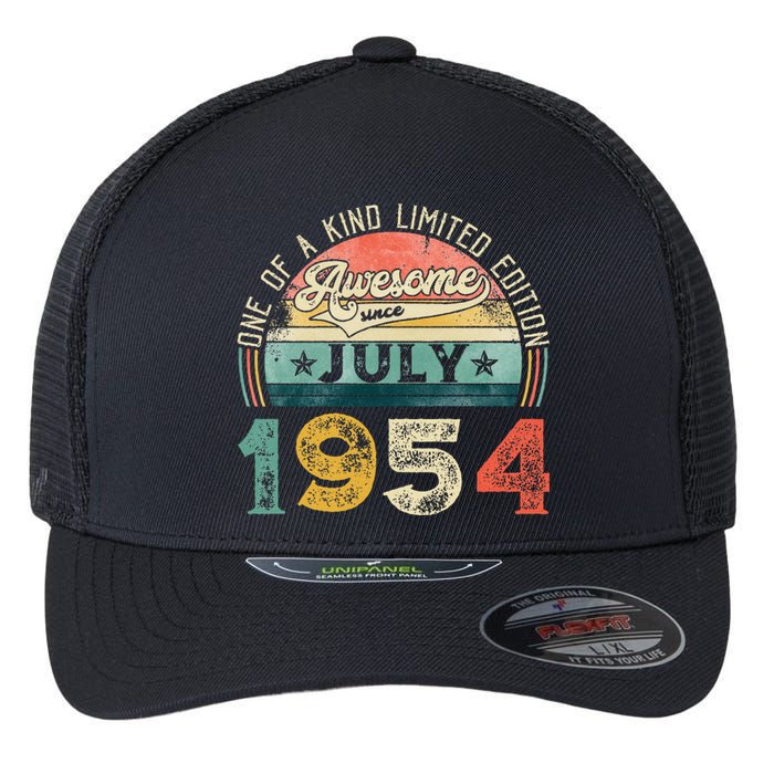 Distressed Vintage Awesome Since July 1954 69th Birthday Flexfit Unipanel Trucker Cap