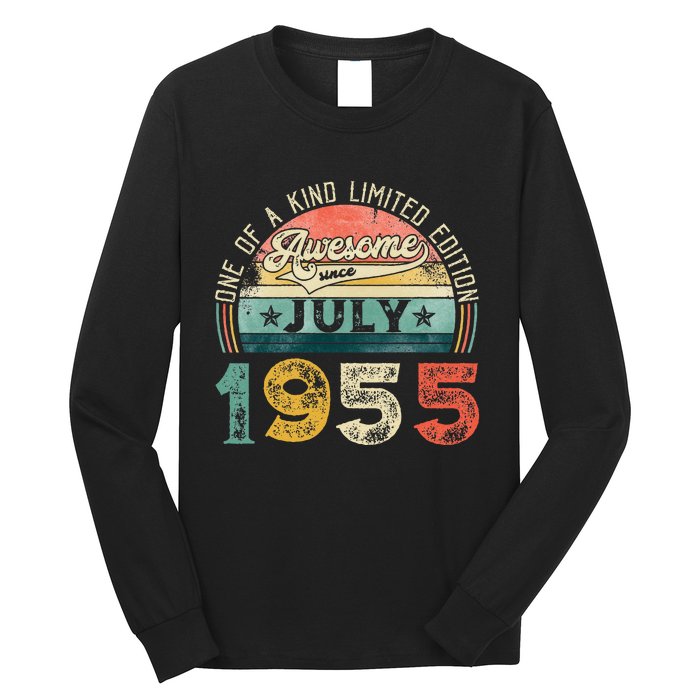 Distressed Vintage Awesome Since July 1955 68th Birthday Long Sleeve Shirt