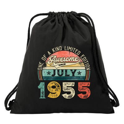 Distressed Vintage Awesome Since July 1955 68th Birthday Drawstring Bag