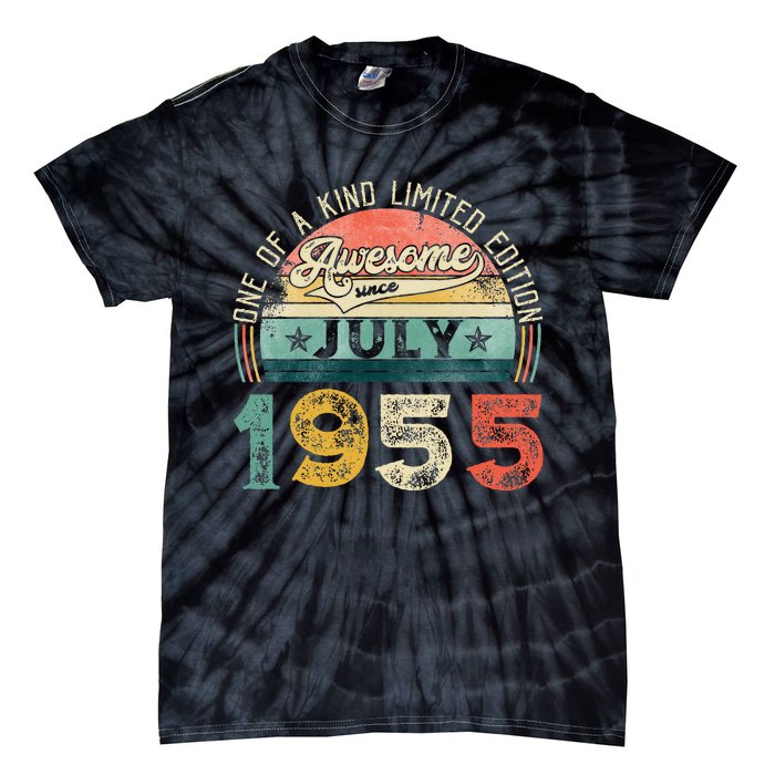 Distressed Vintage Awesome Since July 1955 68th Birthday Tie-Dye T-Shirt