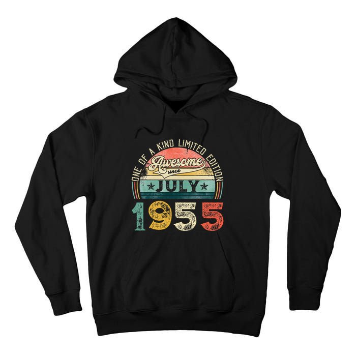 Distressed Vintage Awesome Since July 1955 68th Birthday Tall Hoodie