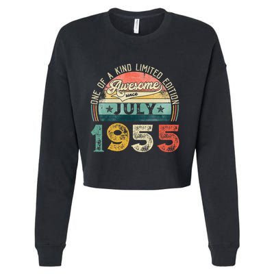 Distressed Vintage Awesome Since July 1955 68th Birthday Cropped Pullover Crew
