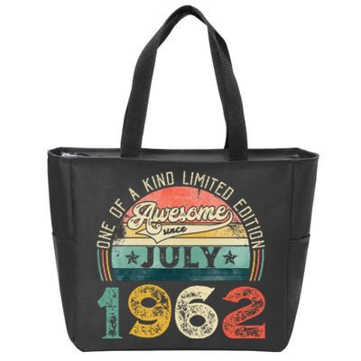 Distressed Vintage Awesome Since July 1962 61st Birthday Zip Tote Bag