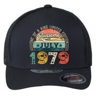 Distressed Vintage Awesome Since July 1979 44th Birthday Flexfit Unipanel Trucker Cap