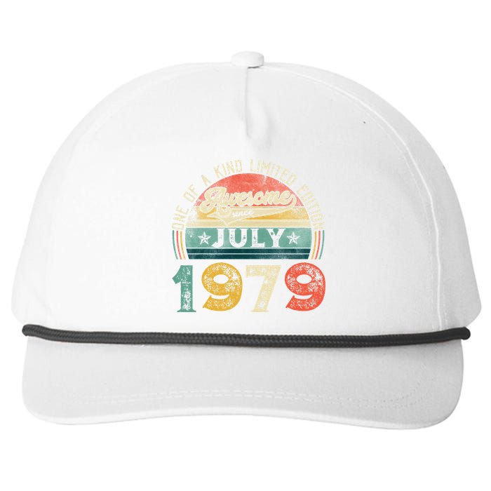 Distressed Vintage Awesome Since July 1979 44th Birthday Snapback Five-Panel Rope Hat