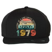 Distressed Vintage Awesome Since July 1979 44th Birthday Wool Snapback Cap