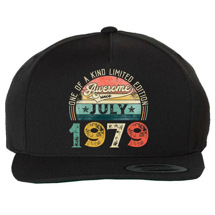 Distressed Vintage Awesome Since July 1979 44th Birthday Wool Snapback Cap