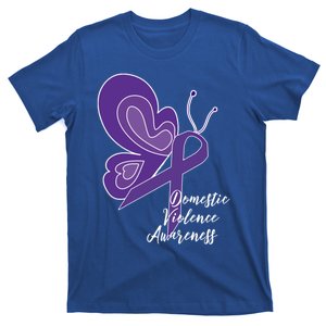 Domestic Violence Awareness Abuse Purple Ribbon Butterfly Gift T-Shirt