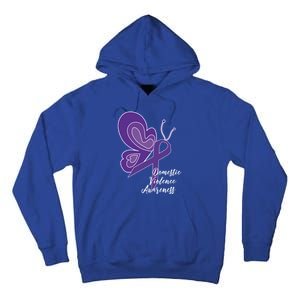 Domestic Violence Awareness Abuse Purple Ribbon Butterfly Gift Tall Hoodie