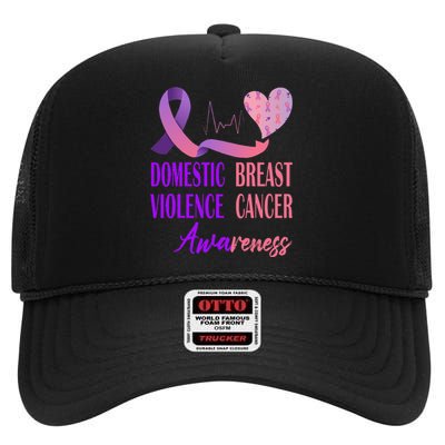 Domestic Violence And Breast Cancer Awareness Month Support High Crown Mesh Back Trucker Hat