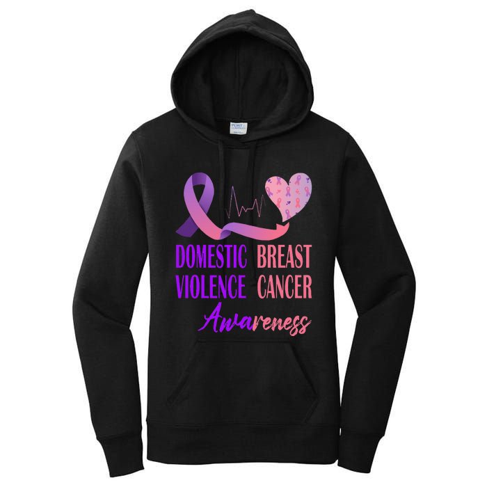 Domestic Violence And Breast Cancer Awareness Month Support Women's Pullover Hoodie