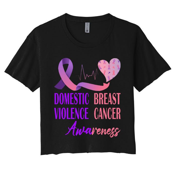 Domestic Violence And Breast Cancer Awareness Month Support Women's Crop Top Tee