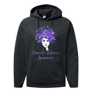 Domestic Violence Awareness Purple Butterfly Gift Performance Fleece Hoodie