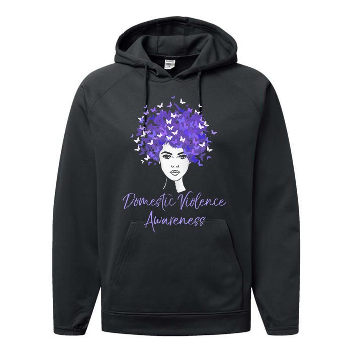 Domestic Violence Awareness Purple Butterfly Gift Performance Fleece Hoodie