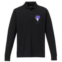 Domestic Violence Awareness Purple Butterfly Gift Performance Long Sleeve Polo