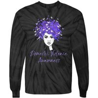 Domestic Violence Awareness Purple Butterfly Gift Tie-Dye Long Sleeve Shirt