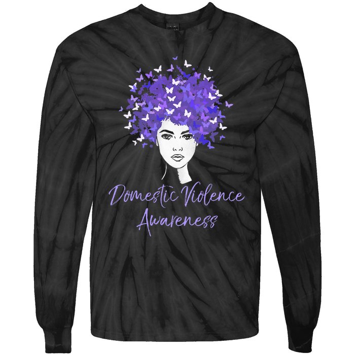 Domestic Violence Awareness Purple Butterfly Gift Tie-Dye Long Sleeve Shirt