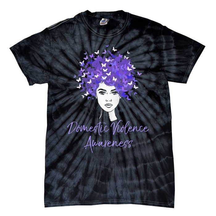 Domestic Violence Awareness Purple Butterfly Gift Tie-Dye T-Shirt