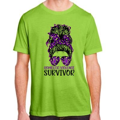 Domestic Violence Aware Messy Bun Domestic Violence Survivor Adult ChromaSoft Performance T-Shirt