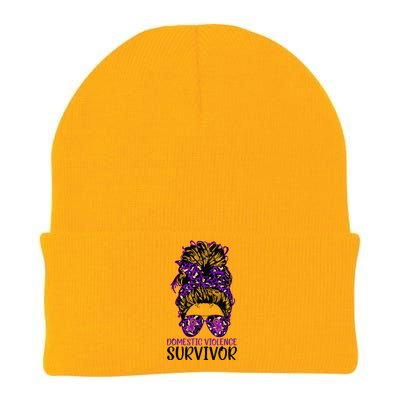 Domestic Violence Aware Messy Bun Domestic Violence Survivor Knit Cap Winter Beanie