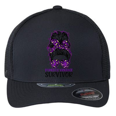 Domestic Violence Aware Messy Bun Domestic Violence Survivor Flexfit Unipanel Trucker Cap