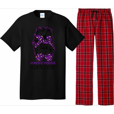 Domestic Violence Aware Messy Bun Domestic Violence Survivor Pajama Set