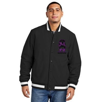 Domestic Violence Aware Messy Bun Domestic Violence Survivor Insulated Varsity Jacket