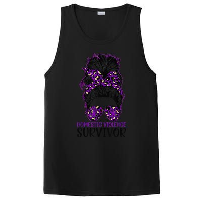 Domestic Violence Aware Messy Bun Domestic Violence Survivor PosiCharge Competitor Tank