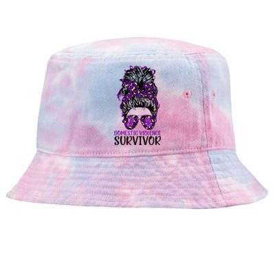 Domestic Violence Aware Messy Bun Domestic Violence Survivor Tie-Dyed Bucket Hat