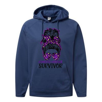 Domestic Violence Aware Messy Bun Domestic Violence Survivor Performance Fleece Hoodie