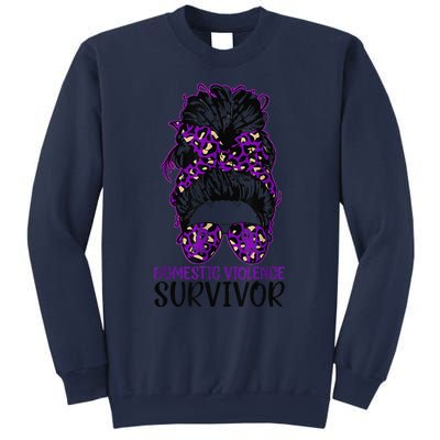 Domestic Violence Aware Messy Bun Domestic Violence Survivor Sweatshirt