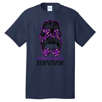 Domestic Violence Aware Messy Bun Domestic Violence Survivor Tall T-Shirt