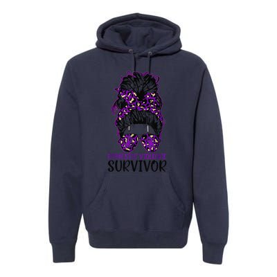 Domestic Violence Aware Messy Bun Domestic Violence Survivor Premium Hoodie