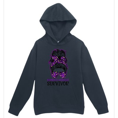 Domestic Violence Aware Messy Bun Domestic Violence Survivor Urban Pullover Hoodie