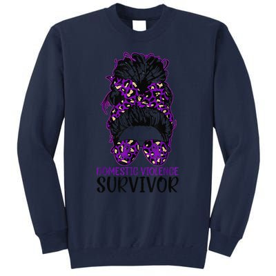 Domestic Violence Aware Messy Bun Domestic Violence Survivor Tall Sweatshirt