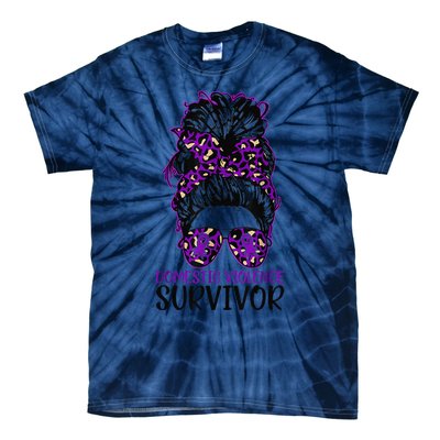 Domestic Violence Aware Messy Bun Domestic Violence Survivor Tie-Dye T-Shirt