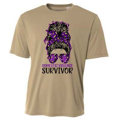 Domestic Violence Aware Messy Bun Domestic Violence Survivor Cooling Performance Crew T-Shirt