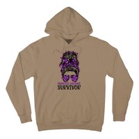 Domestic Violence Aware Messy Bun Domestic Violence Survivor Hoodie