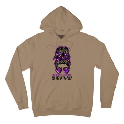 Domestic Violence Aware Messy Bun Domestic Violence Survivor Hoodie