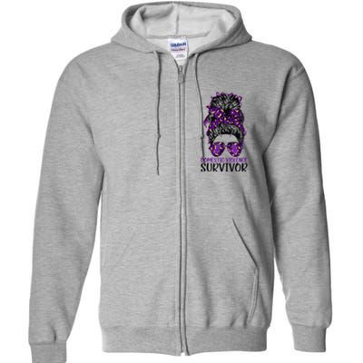 Domestic Violence Aware Messy Bun Domestic Violence Survivor Full Zip Hoodie